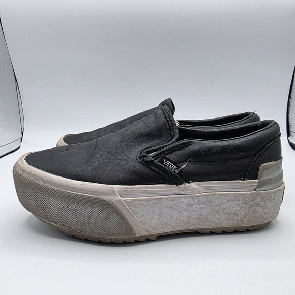 Vans Old Skool Stacked Womens Size 5 Shiny Black Silver White Platform Sneaker - Picture 13 of 13